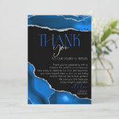 Marble Agate Royal Blue Hochzeit Dankeskarte (Stehend Vorderseite)