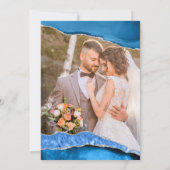 Marble Agate Royal Blue Hochzeit Dankeskarte (Rückseite)