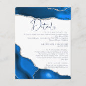 Marble Agate Royal Blue Hochzeit Details Begleitkarte (Vorderseite)