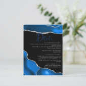 Marble Agate Royal Blue Hochzeit Details Begleitkarte (Stehend Vorderseite)