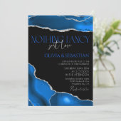 Marble Agate Royal Blue Hochzeit Einladung (Stehend Vorderseite)