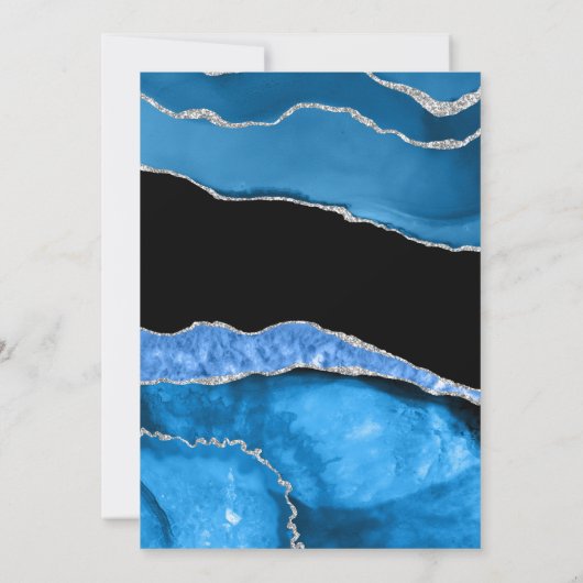 Marble Agate Royal Blue Hochzeit Einladung (Rückseite)