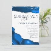 Marble Agate Royal Blue Hochzeit Einladung (Stehend Vorderseite)