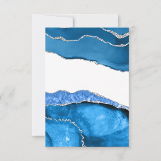 Marble Agate Royal Blue Menu Choice Wedding RSVP (Rückseite)