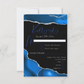 Marble Agate Royal Blue Menu Choice Wedding RSVP Karte (Vorderseite)