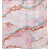 Marble Agate Trendy Blue Pink Gold Collection Duschvorhang (Vorderseite)