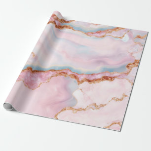 Marble Agate Trendy Blue Pink Gold Collection Geschenkpapier