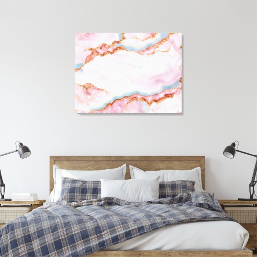 Marble Agate Trendy Blue Pink Gold Collection Leinwanddruck (Insitu (Schlafzimmer))