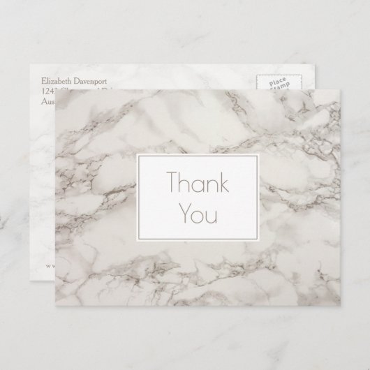 Marble Alabaster Taupe Tan Hintergrund Danke Postkarte (Vorne/Hinten)