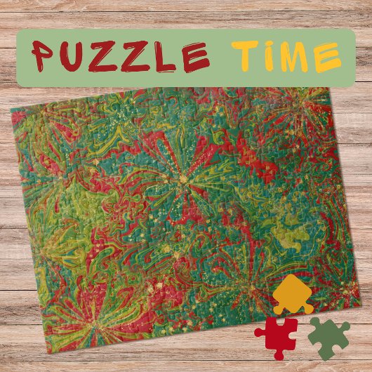 Marble Art Dezember grünes rotes Gold - schwierig Puzzle