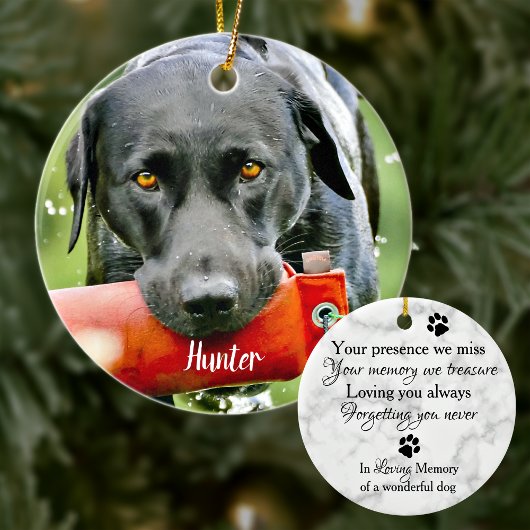 Marble Beileid Quote Dog Foto Pet Memorial Keramik Ornament