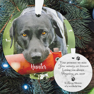 Marble Beileid Quote Dog Foto Pet Memorial Ornament