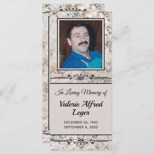 Marble benutzerdefinierte Memorial Keepake-Karte (Vorne/Hinten)