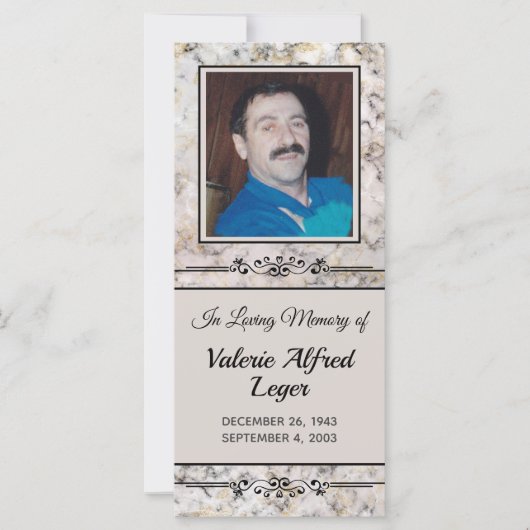 Marble benutzerdefinierte Memorial Keepake-Karte (Vorderseite)