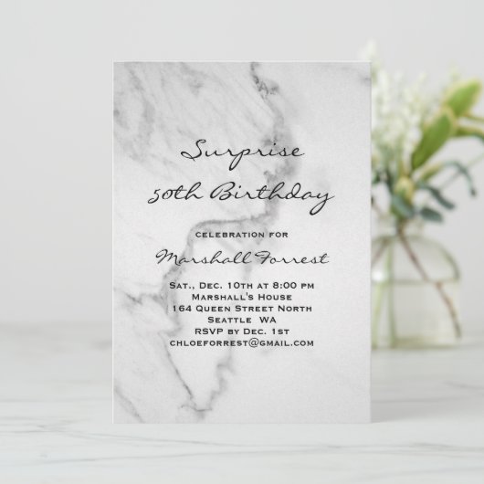 Marble Birthday Einladung (Stehend Vorderseite)