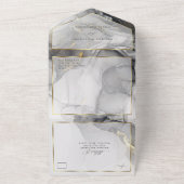 Marble Black Gold Alkohol Tinte Custom All In One Einladung (Außenbereich)