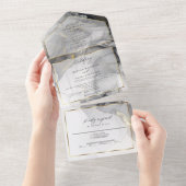 Marble Black Gold Alkohol Tinte Custom All In One Einladung (Abreißen)