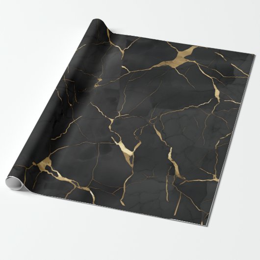 Marble Black Gold Geschenkpapier (Ungerollt)