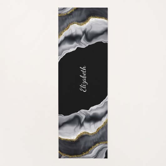 Marble Black Gold Personalize Yogamatte (Vorderseite)