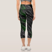 Marble Black Green Capri Leggings (Rückseite)