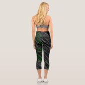 Marble Black Green Capri Leggings (Rückseite)