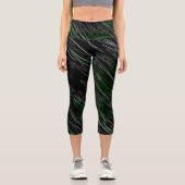 Marble Black Green Capri Leggings (Vorderseite)