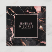 Marble Black Rose Gold QR Code Girly Trendy Quadratische Visitenkarte (Vorderseite)