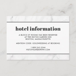 Marble Black & White Wedding Hotel Travel Card Begleitkarte