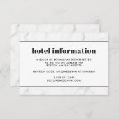 Marble Black & White Wedding Hotel Travel Card Begleitkarte (Vorne/Hinten)