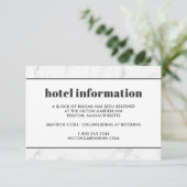 Marble Black & White Wedding Hotel Travel Card Begleitkarte (Stehend Vorderseite)