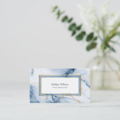 Marble Blue and Gold Custom Business Card Visitenkarte (Stehend Vorderseite)