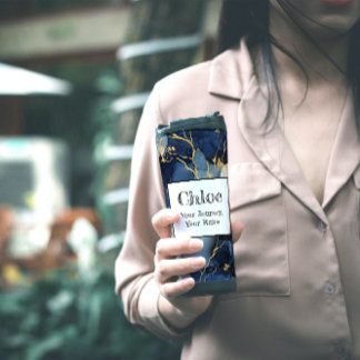 Marble Blue&Gold Ihre Reise, Ihre Regeln Thermosbecher