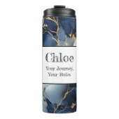 Marble Blue&Gold Ihre Reise, Ihre Regeln Thermosbecher (Vorderseite)