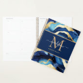 Marble Blue Gold Script Name Monogram Custom Planer (Anzeige)