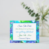 Marble Blue Green Pour Paint.Wedding Save the Date Postkarte (Stehend Vorderseite)