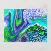 Marble Blue Green Pour Paint.Wedding Save the Date Postkarte (Rückseite)