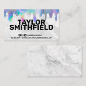 Marble Blue Holographic Tropfen Trendy Business Ca Visitenkarte (Vorne/Hinten)
