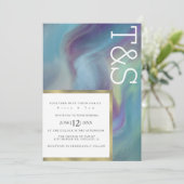 Marble Blue Lila Wash Typografy Wedding Einladung (Stehend Vorderseite)