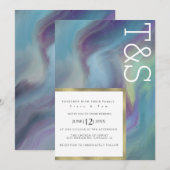 Marble Blue Lila Wash Typografy Wedding Einladung (Vorne/Hinten)