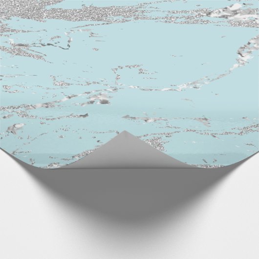 Marble Blue Metal Silver Gray Strokes Abstrakt Geschenkpapier (Ecke)