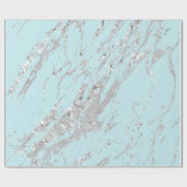 Marble Blue Metal Silver Gray Strokes Abstrakt Geschenkpapier (Flach)