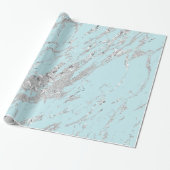 Marble Blue Metal Silver Gray Strokes Abstrakt Geschenkpapier (Ungerollt)