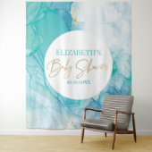 Marble blue mint baby shower modern backdrop wandteppich (Beispiel)