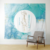 Marble blue mint bridal shower modern backdrop wandteppich (Beispiel (Horizontal))