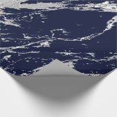 Marble Blue Navy Silver Gray Strokes Abstrakt VIP Geschenkpapier (Ecke)