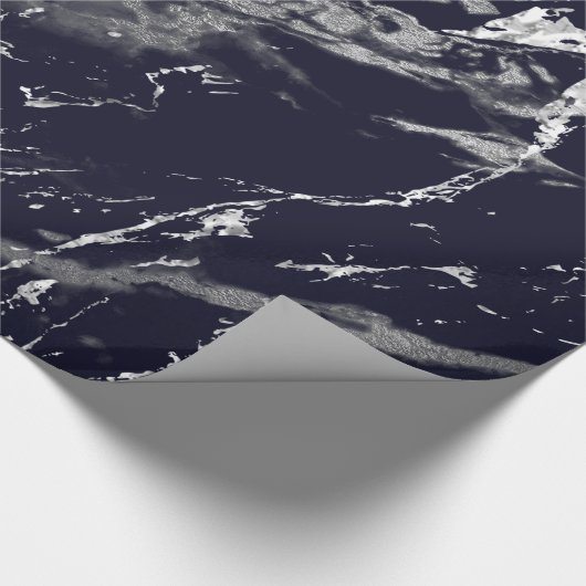 Marble Blue Navy Silver Gray Strokes Stone VIP Geschenkpapier (Ecke)