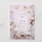 Marble Blush Floral Romantische Hochzeit Einladung (Vorne/Hinten)