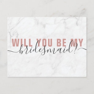 Marble Blush Script Bridesmaid Vorschlag Card Postkarte