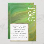 Marble Bold Green Forest Typografy Wedding Einladung (Vorne/Hinten)