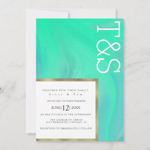 Marble Bold Mint Green Typografy Wedding Einladung